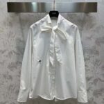 Dior Women CD Shirt Bow Collar White Cotton Silk Poplin - Imagen 2