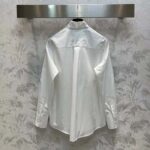 Dior Women CD Shirt Bow Collar White Cotton Silk Poplin - Imagen 3