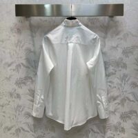 Dior Women CD Shirt Bow Collar White Cotton Silk Poplin (2)