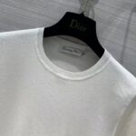 Dior Women CD Short-Sleeved Sweater White Cashmere Silk Knit – Image 4