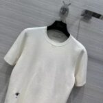 Dior Women CD Short-Sleeved Sweater White Cashmere Silk Knit – Image 5