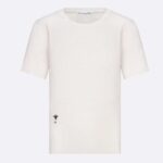 Pull à manches courtes Dior Femme CD en maille de soie et cachemire blanc