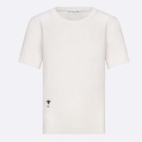 Dior Women CD Short-Sleeved Sweater White Cashmere Silk Knit (7)