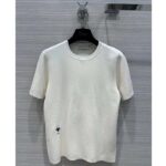 Dior Women CD Short-Sleeved Sweater White Cashmere Silk Knit – Image 2