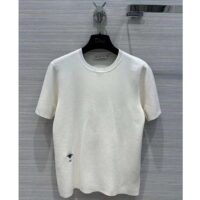 Dior Women CD Short-Sleeved Sweater White Cashmere Silk Knit (7)