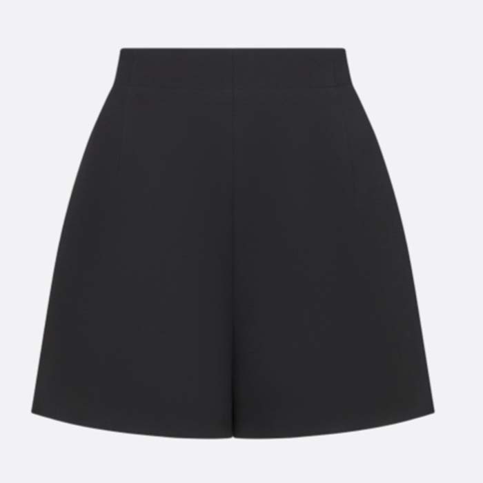 Dior Women CD Shorts Black Wool Silk Flared Cut High Waist