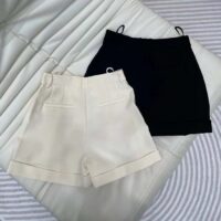 Dior Women CD Shorts Black Wool Silk Flared Cut High Waist (3)