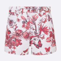 Dior Women CD Shorts White Cotton Denim Red Toile De Jouy Mexico (12)