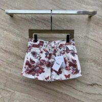 Dior Women CD Shorts White Cotton Denim Red Toile De Jouy Mexico (12)