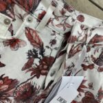 Dior Women CD Shorts White Cotton Denim Red Toile De Jouy Mexico - Imagen 4