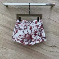 Dior Women CD Shorts White Cotton Denim Red Toile De Jouy Mexico (12)