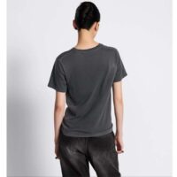 Dior Women CD T-Shirt Black Stonewashed Cotton Linen Jersey (3)