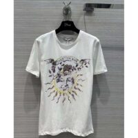 Dior Women CD T-Shirt White Stonewashed Cotton Linen Jersey (9)