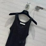 Dior Women CD Tank Top Black Technical Linen Knit – Image 5