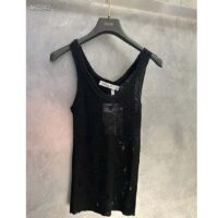 Dior Women CD Tank Top Black Technical Linen Knit (8)