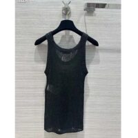 Dior Women CD Tank Top Black Technical Linen Knit (8)