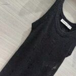 Dior Women CD Tank Top Black Technical Linen Knit – Image 6