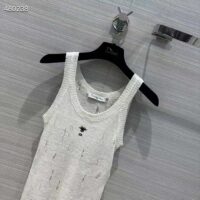 Dior Women CD Tank Top White Technical Linen Knit (6)