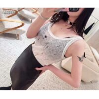 Dior Women CD Tank Top White Technical Linen Knit (6)