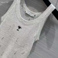 Dior Women CD Tank Top White Technical Linen Knit (6)