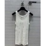 Dior Women CD Tank Top White Technical Linen Knit – Image 3