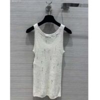 Dior Women CD Tank Top White Technical Linen Knit (6)