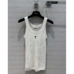 Dior Women CD Tank Top White Technical Linen Knit – Image 2
