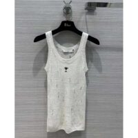 Dior Women CD Tank Top White Technical Linen Knit (6)