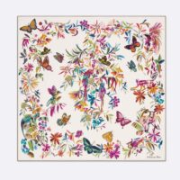 Dior Women CD Toile De Jouy Fantastica 90 Square Scarf White Multicolor Silk Twill (4)