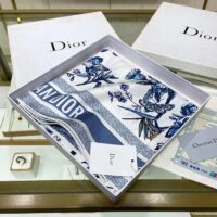 Dior Women CD Toile De Jouy Mexico 90 Square Scarf Blue Silk Twill (9)