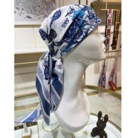 Dior Women CD Toile De Jouy Mexico 90 Square Scarf Blue Silk Twill (9)