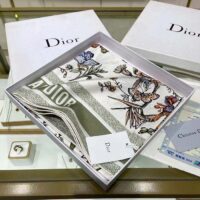 Dior Women CD Toile De Jouy Mexico 90 Square Scarf Green Silk Twill (5)