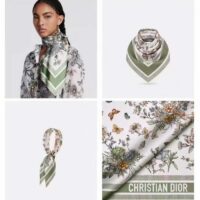 Dior Women CD Toile De Jouy Mexico 90 Square Scarf Green Silk Twill (5)