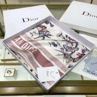 Dior Women CD Toile De Jouy Mexico 90 Square Scarf Pink Silk Twill (6)