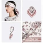 Dior Women CD Toile De Jouy Mexico 90 Square Scarf Pink Silk Twill - Image 9