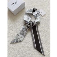 Dior Women CD Toile De Jouy Sauvage Mitzah Scarf Gray Silk Twill