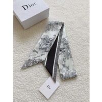 Dior Women CD Toile De Jouy Sauvage Mitzah Scarf Gray Silk Twill