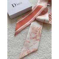 Dior Women CD Toile De Jouy Sauvage Mitzah Scarf Ivory Pink Silk Twill (10)