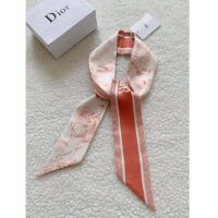 Dior Women CD Toile De Jouy Sauvage Mitzah Scarf Ivory Pink Silk Twill (10)