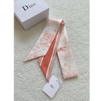 Dior Women CD Toile De Jouy Sauvage Mitzah Scarf Ivory Pink Silk Twill (10)