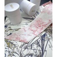 Dior Women CD Toile De Jouy Sauvage Mitzah Scarf Ivory Pink Silk Twill (10)