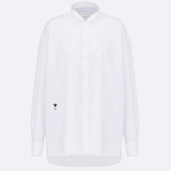Dior Women CD Wing-Collar Shirt White Cotton Poplin
