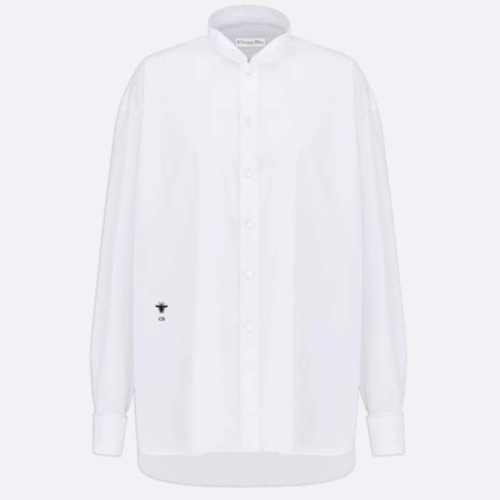 Dior Women CD Wing-Collar Shirt White Cotton Poplin