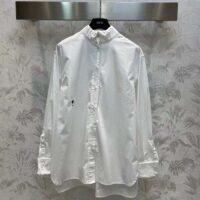 Dior Women CD Wing-Collar Shirt White Cotton Poplin (2)