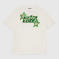 Gucci GG Women Cotton Jersey T-Shirt Off White Crewneck Short Sleeves (4)