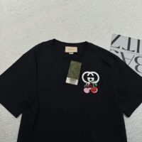 Gucci GG Women Cotton Jersey T-Shirt Patch Black Crewneck Short Sleeves (4)