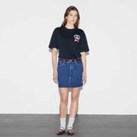 Gucci GG Women Cotton Jersey T-Shirt Patch Black Crewneck Short Sleeves (4)