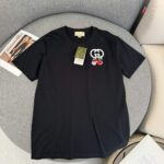 Gucci GG Men Cotton Jersey T-Shirt Patch Black Crewneck Short Sleeves – Image 2