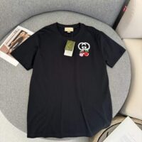 Gucci GG Women Cotton Jersey T-Shirt Patch Black Crewneck Short Sleeves (4)