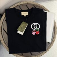 Gucci GG Women Cotton Jersey T-Shirt Patch Black Crewneck Short Sleeves (4)